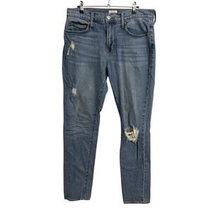 Hudson Jeans Mens 34 Blue ACE Slim Straight Leg Distressed Cotton Stretch